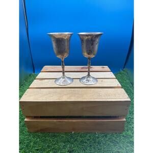 Vintage E.P.N.S. Silver Plated Goblets - Set of Two - 6” Tall each